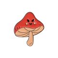 Funny red cartoon mushroom enamel brooch with angry expression for bag and clothes - Angry Red Mushroom-Red
