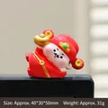 Miniature red Caishen resin figure in side-lying pose, 40x30x50mm desktop ornament - 40x30x50mm / Type B Blessing Fortune God