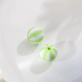 Green and white striped round acrylic beads for DIY jewelry and phone chains - 12mm / Green