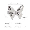 Anello a fiocco in acciaio inossidabile argento con diametro interno di 17,5 mm ed elegante - Argento (SR020038-S)