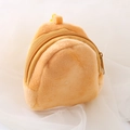 Mini orange plush coin purse with zipper closure and portable keychain attachment - Brown