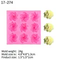 Stampo in silicone rosa con 9 cavità a forma di rosa per fondente e creazioni in argilla - 1--Fiore di Rosa (Rosa) / Rosa