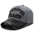 Grey and black washed cotton baseball cap with 3D embroidery of Original The Black text - Grey and Black Stitching (THE)