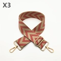 Adjustable wide woven shoulder strap in red and beige herringbone pattern with gold buckles - Gold Buckle / Dark Red