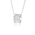 Elegant S925 silver square sugar cube necklace with sparkling cubic zirconia pendant - 925 Silver / White Gold