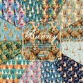 6x6 inch Bunny theme scrapbooking paper set with 12 unique watercolor designs - 20002a 24 Sheets