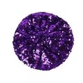 Top view of vibrant purple sequin beret with dense glitter texture and round silhouette - Purple