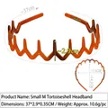 Zigzag resin headband in amber tortoise shell pattern with size measurements - 454# Small M Tortoiseshell