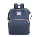 Blue foldable baby diaper backpack with large capacity and durable Oxford fabric - Dark Blue