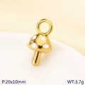 Pendentif champignon en acier doré avec pois en émail blanc 20x10mm breloque bijoux - Champignon Doré à Pois Blancs (KLJ10210-ZLA)
