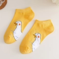 Calze corte in cotone con simpatico motivo a papera gialla per donna in stile casual - Stile Corto / Giallo