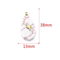 White marble teardrop pendant with gold lightning bolt and size marking 38mm x 13mm - Long White Turquoise - Lightning