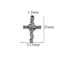 Retro stainless steel cross pendant with rose design, 21mm height dark grey finish - Style Z2305S35/Rose Design