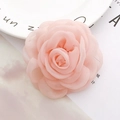 Detailed view of layered light pink chiffon rose flower accessory for DIY craft decor - Pink