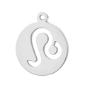 Silver Leo zodiac pendant with hollowed design on a minimalist metallic round charm - Steel Color Leo (KLJ4482-Z)