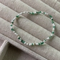 Handmade colorful beaded bracelet featuring white, green, and gold seed beads in sweet style - Style 5-White Green Gold Seed Beads