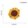Detailed size specifications for a 6.4cm wide sunflower embroidered patch with 2.4g weight - 5#-Dark Color Large Sunflower