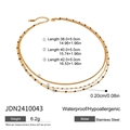 Detailed specs of multilayer stainless steel necklace with waterproof gold finish - Three-Layer Black Beaded Style (JDN2410043)