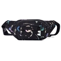 Sac banane en nylon noir léger avec lettrage graffiti coloré et fermetures éclair - Style 3 Noir