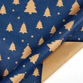Navy blue kraft Christmas wrapping paper roll featuring brown tree and star patterns - Christmas Series - Blue Background Tree