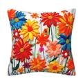3D floral decorative pillowcase with colorful embroidered flower patterns for sofa - 18x18 Inch