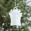 Decorazione natalizia scatola regalo bianca con paillettes scintillanti, 8,5x8,5 cm - Pendente Pacco Regalo / Bianco
