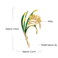 Detail of wheat ear brooch in gold alloy with green and yellow enamel, 5.5cm height - Wheat Enamel Gold