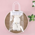 Creative white rabbit shaped coral fleece gift towel with 'Just for you' ribbon and pearls - ins Gift Bag + White Rabbit