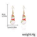 Boucles d'oreilles bonhomme de neige en alliage blanc avec écharpe rouge et bonnet - D1099-Bonhomme de neige