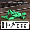 Articulated 14cm action figure in neon green with black 3D printed joints and weapons - Gen 3 Green Black With 4 Weapons 3 Hands