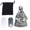 Guardian bell set with angel wings and velvet pouch for motorcycle keychain kit - Steel Color Bell + Double Spacer Set