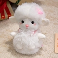 Adorabile peluche di pecora bianca con decorazione a fiori rosa e colletto in pizzo - 25cm / Stile Fiore Rosa