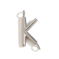 Polished silver stainless steel letter K pendant with double rings for DIY jewelry - Letter K / Steel