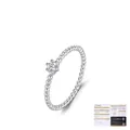 Anello a sfere in argento S925 con moissanite rotonda e certificato GRA - Taglia US 5 / Stile Rotondo