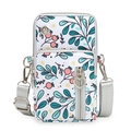 Bolso bandolera blanco para móvil con estampado de hojas y bayas y correa ajustable - Bayas Lindas