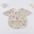Waterproof baby bib with wings and bunny floral print in light beige for feeding - Shawl - Flower And Rabbit / One Size