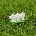 Miniature white picket fence resin model with green grass base for micro landscapes - Three-post White Fence (No.4)