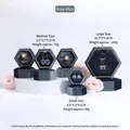 Set of three grey-blue velvet hexagonal jewelry boxes for rings and necklaces - Grey Blue