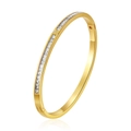 Close-up of gold-plated stainless steel bangle featuring channel-set square zircons - Double Row Rhinestone Style (MS-822-6) / Gold