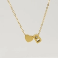 Minimalist 18K gold-plated necklace featuring a heart charm and uppercase letter B pendant - Letter B(B) / Gold