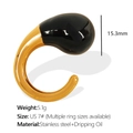 Goldener Edelstahlring mit großem schwarzem Tropföl-Design und Größenangaben - US 7 / JZ46-Schwarz Emaille Gold