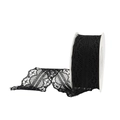 Elegant black lace ribbon roll with hollow floral pattern and scalloped edges for DIY crafts - S013