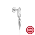 S925 sterling silver labret stud with rectangular zircon and sleek cone spike pendant - White Gold Style 11-Rectangle Cone