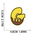 Detailed view of yellow bee letter embroidery patch with dimensions 5.5cm by 4.8cm - Letter G Style (XT287)