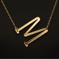 Collana minimalista in acciaio inossidabile dorato con ciondolo piatto lettera M - Oro Rosa M