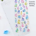 Colorful wishing bottle resin stickers with gold foil accents for planners and journals - Colorful Wishing Bottle