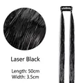 50cm laser black tinsel hair extension with clip-in BB attachment for women - Laser Black