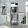 Minimalist 700ml translucent white sports water bottle with tea infuser and scale - Black