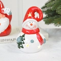 Luminous snowman ceramic ornament with hollow star design and red hat for Christmas - Red Hat Snowman (8.6*8.6*13.8cm)