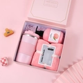 Pink business gift set with insulated mug, body lotion and soft towel in elegant box - [Sakura Pink] Cup + Hand Cream + Towel
